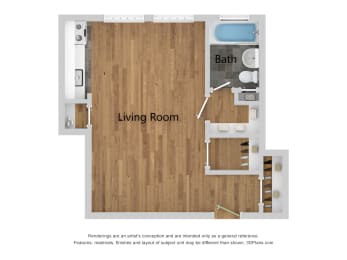 Studio, 1 bath, 400 sqft, $1,119