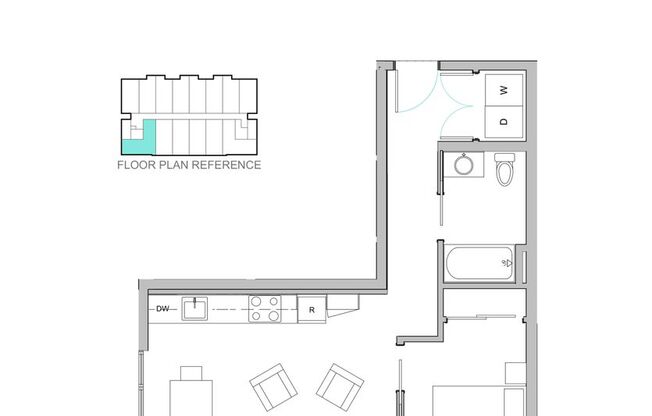 1 bed, 1 bath, 528 sqft, $2,100, Unit 412 (MFTE)