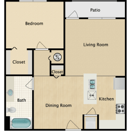 1 bed, 1 bath, 858 sqft, $1,608