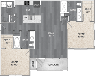 2 beds, 2 baths, 1,142 sqft, $1,657