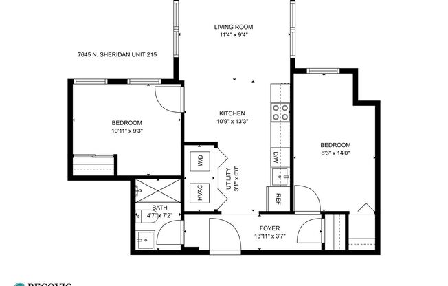 2 beds, 1 bath, 570 sqft, $2,500, Unit 415