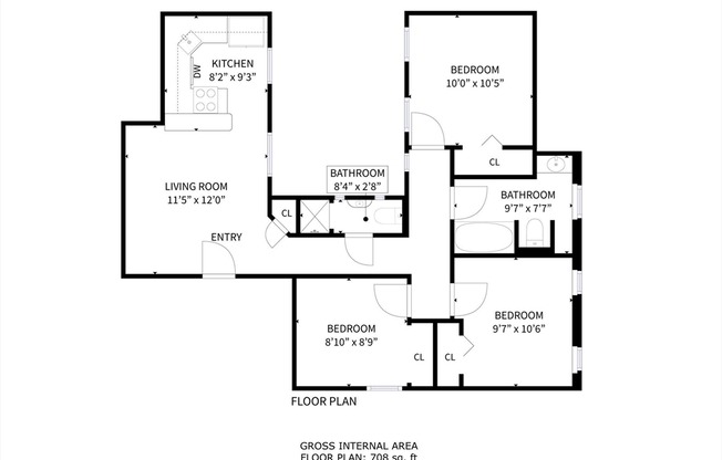 3 beds, 2 baths, 850 sqft, $4,995, Unit 17