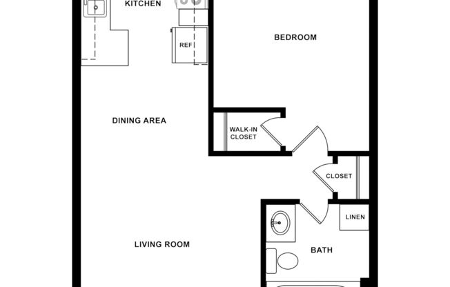 1 bed, 1 bath, 643 sqft, $1,089