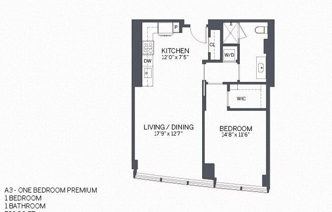 1 bed, 1 bath, 715 sqft, $3,473