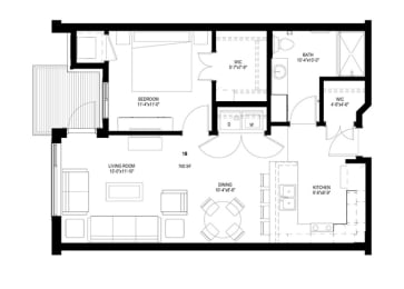 1 bed, 1 bath, 767 sqft, $1,428