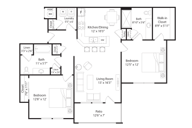 2 beds, 2 baths, 1,144 sqft, $1,440