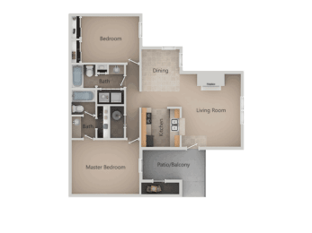 2 beds, 2 baths, 930 sqft, $1,599