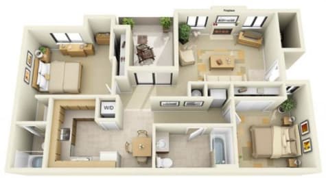2 beds, 2 baths, 955 sqft, $1,835