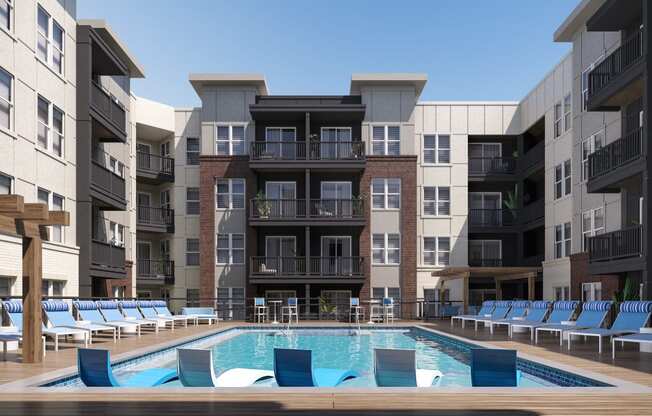 Pool courtyard at Elevate Apartments, Madison, 53718