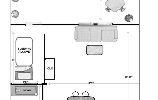 Studio, 1 bath, 419 sqft, $2,595, Unit B-3