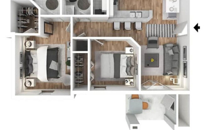 2 beds, 2 baths, 1,109 sqft, $1,595