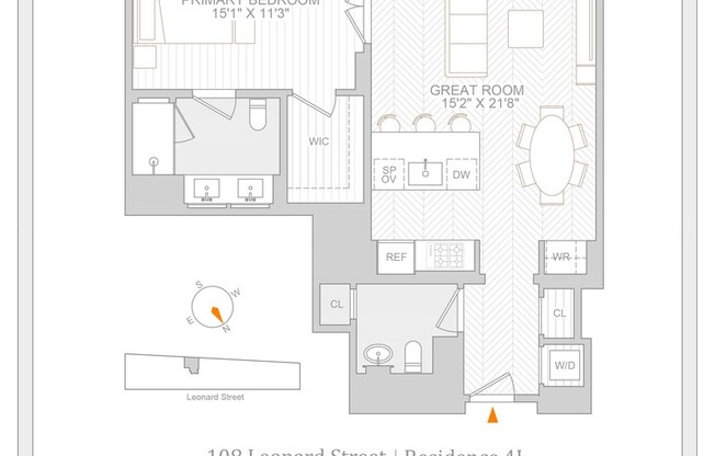 1 bed, 1.5 baths, 895 sqft, $9,950, Unit 4J