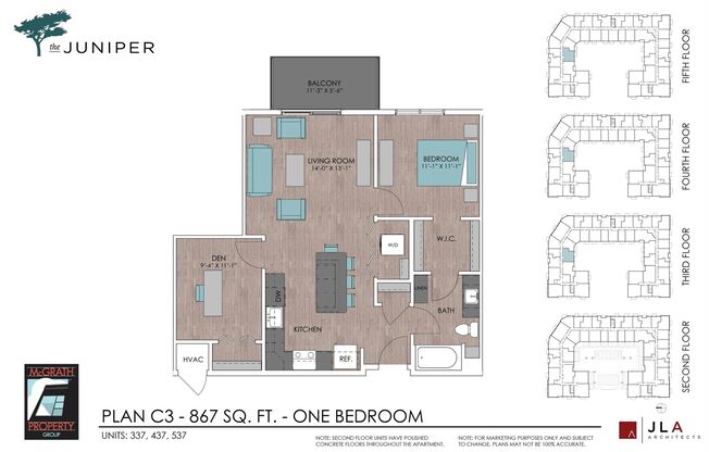 1 bed, 1 bath, 867 sqft, $1,870, Unit 437