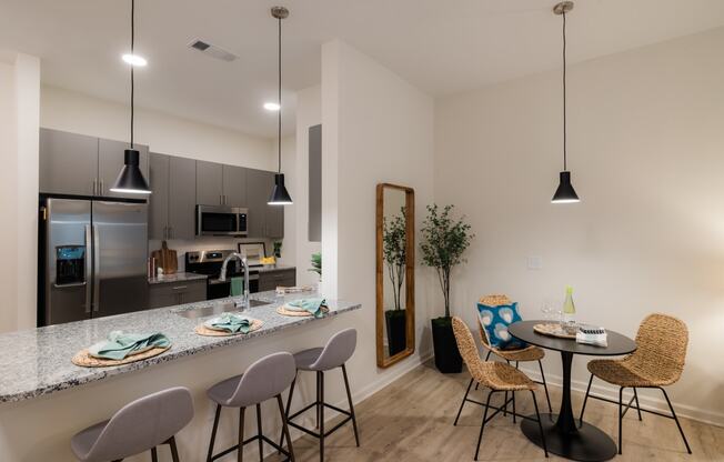 hudson renaissance interior model dining room overlooking kitchen island