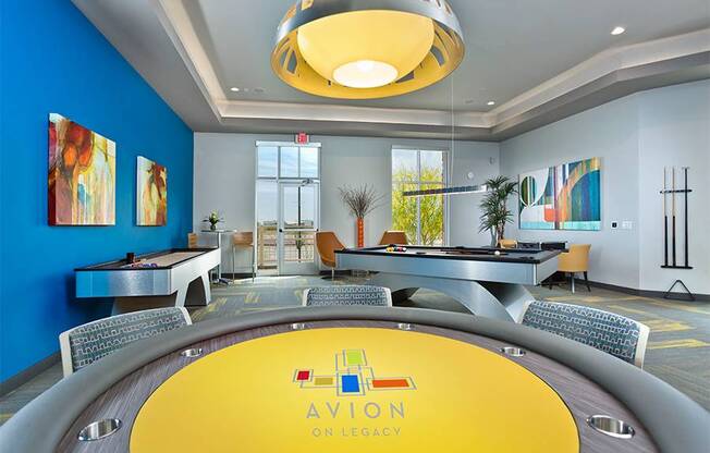 Luxury apartments north Scottsdale - Avion on Legacy Game room with billiards and shuffle board