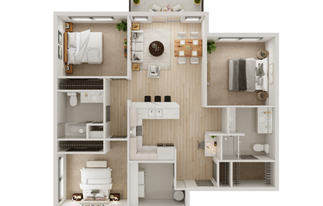 3 beds, 2 baths, 1,343 sqft, $2,650, Unit 03106