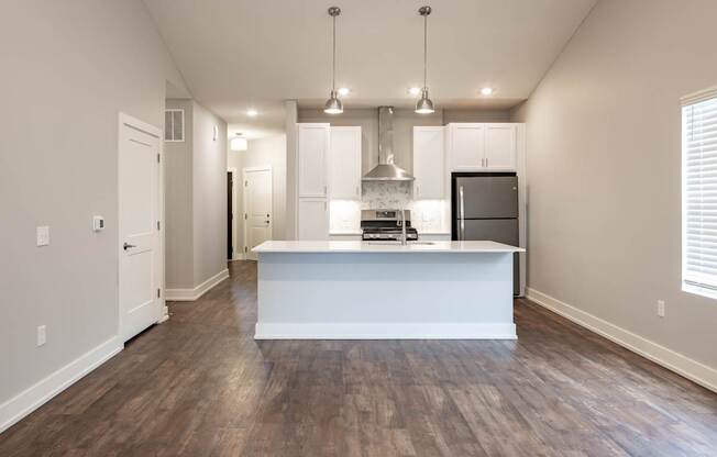 Open kitchen at the Quarry Apartments in DeWitt Michigan