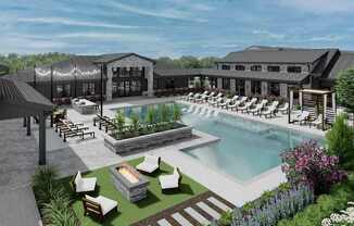 Aerial Pool View at The Liliana Apartment Homes, Georgia