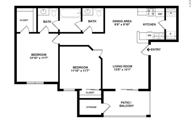 2 beds, 1.5 baths, 975 sqft, $1,549