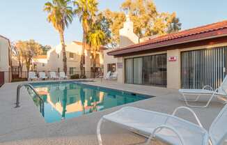 the swimming pool at our apartments in palm springs