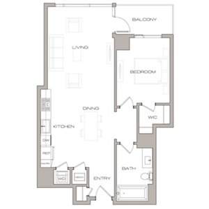 1 bed, 1 bath, 821 sqft, $4,570