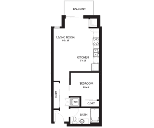 Studio, 1 bath, $1,021