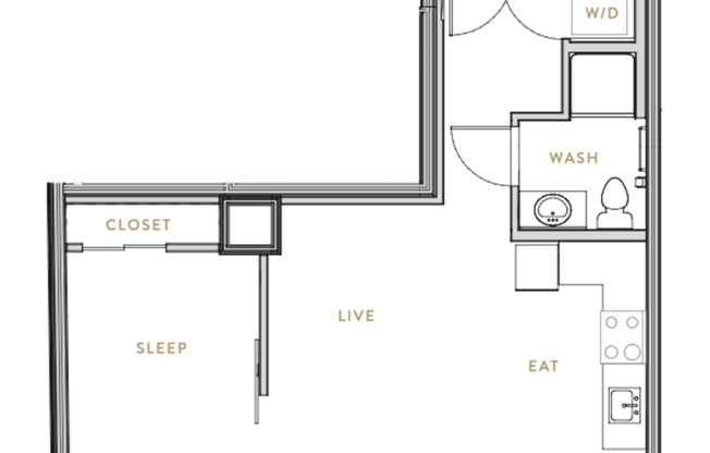 1 bed, 1 bath, 515 sqft, $1,950, Unit 201