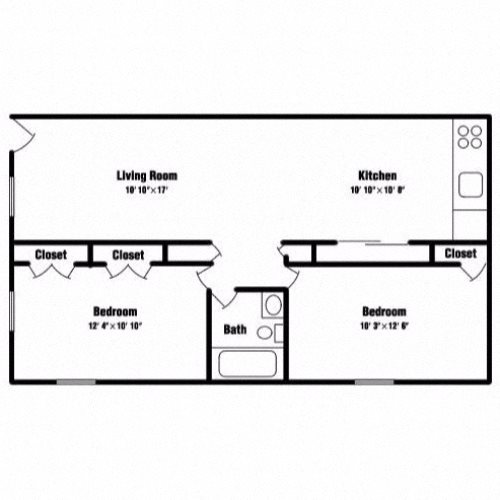 2 beds, 1 bath, 700 sqft, $877