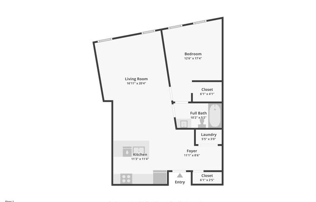 1 bed, 1 bath, 1,100 sqft, $1,595, Unit 17