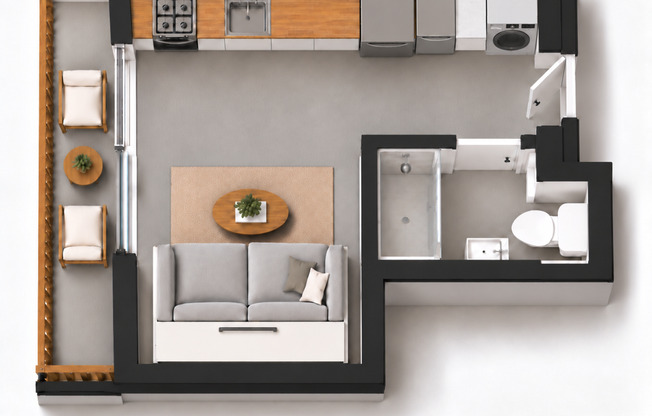 Studio, 1 bath, $2,120