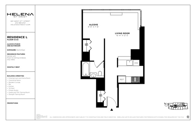 Studio, 1 bath, $4,135, Unit 22L