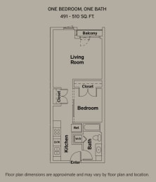 1 bed, 1 bath, 613 sqft, $2,000