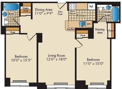 2 beds, 2 baths, 963 sqft, $6,002, Unit 10L