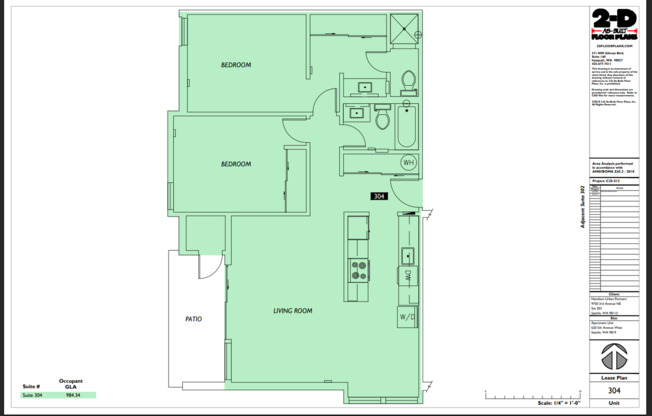 2 beds, 2 baths, 1,075 sqft, $2,885, Unit 204