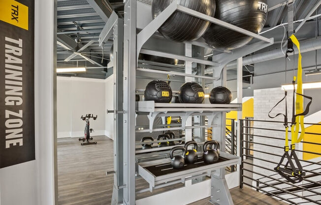 Fitness center with equipment