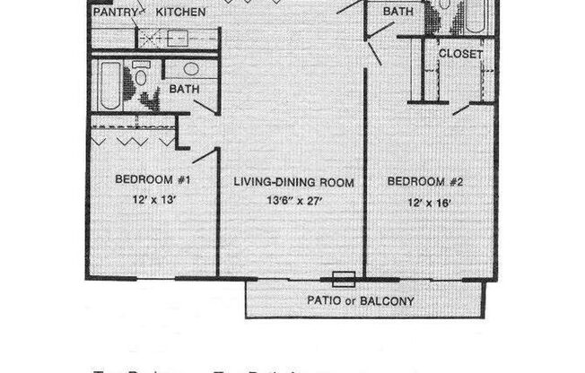 2 beds, 2 baths, 1,105 sqft, $1,284, Unit H306
