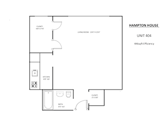 Studio, 1 bath, 446 sqft, $800