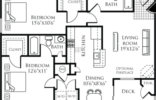 2 beds, 2 baths, 1,031 sqft, $1,690