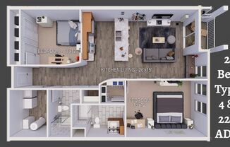 2 beds, 2 baths, 1,295 sqft, $2,090, Unit S-248