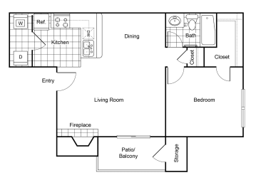 1 bed, 1 bath, 700 sqft, $975