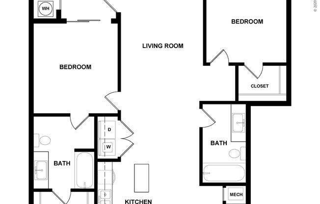 2 beds, 2 baths, 1,022 sqft, $1,830