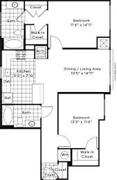 2 beds, 2 baths, 1,073 sqft, $2,516