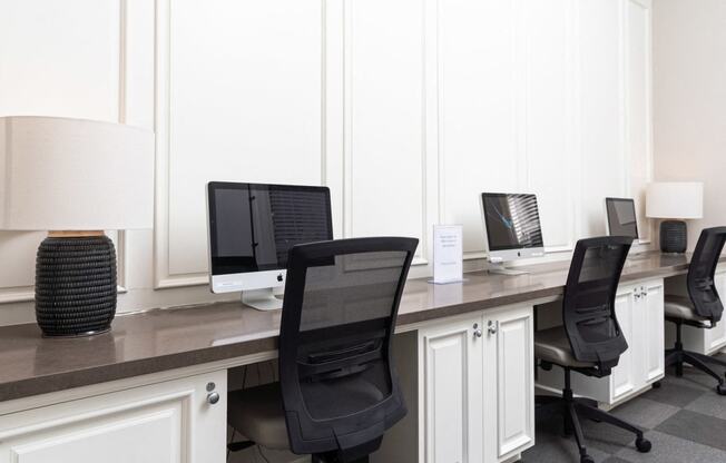 Business center with computers