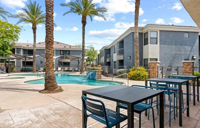 Pool-Side Dining Area at Element Deer Valley in Phoenix, AZ