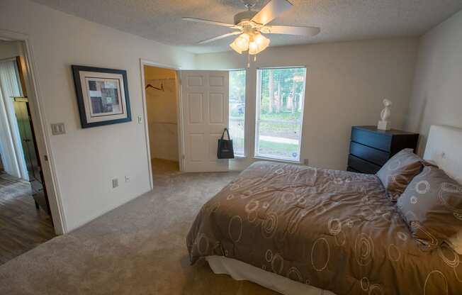 Bedroom With Ceiling Fan at Residence at White River, Indiana, 46228