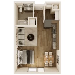 Studio, 1 bath, 539 sqft, $1,125