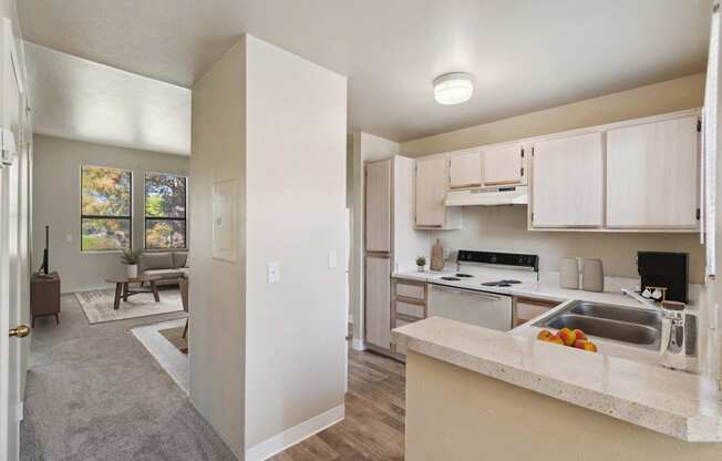 Kitchen and common area at Copper Ridge Apartments in Kingman