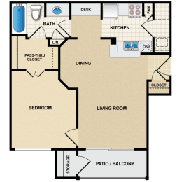 1 bed, 1 bath, 673 sqft, $1,231