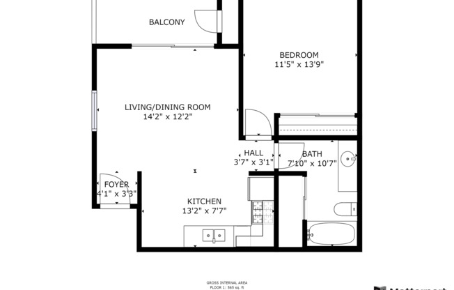 1 bed, 1 bath, 710 sqft, $2,495, Unit 9-203