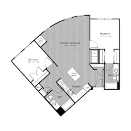 2 beds, 2 baths, 1,144 sqft, $3,692